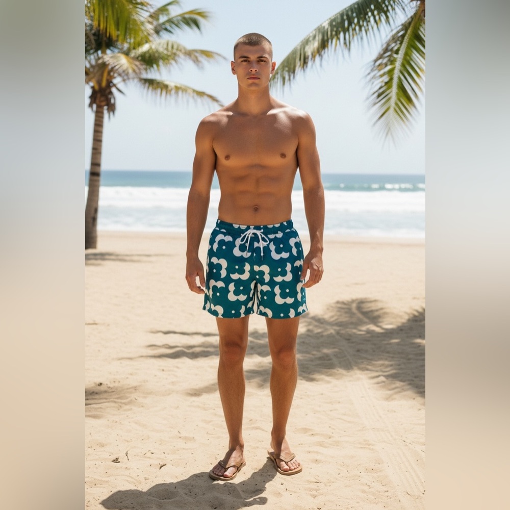 SVRN Sovereign Code Swim Trunks Mens Medium Teal NWT